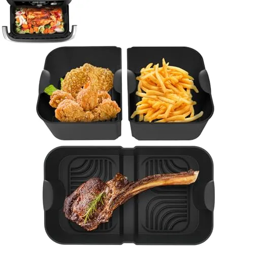 Airfryer Silikonform Set für Heißluftfritteuse - Zubehör für Friteusen – 3 wiederverwendbare Silikonformen (2x 5,2L, 1x 10,4L) für optimale Luftzirkulation und gleichmäßiges Garen, perfekt für Ninja AF500EU und mehr.