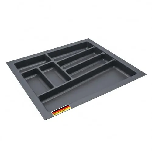 Mehrzweck Besteckeinsatz grau für Küchenschubladen Made in Germany - 48 x 44 cm - Kunststoff Schubladen Ordnungssystem schiefergrau - Universal Besteckkasten Küchen Büro Bastel Utensilien Organizer