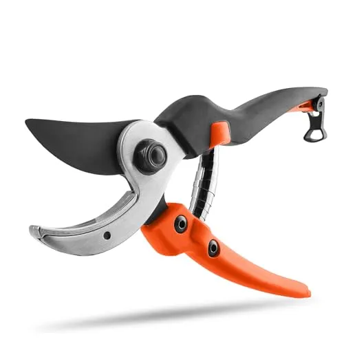 STOCKER - Amboss Gartenschere 20 cm mit Rundschliff-Klinge, Teflonbeschichtung, Ø 20 mm, Ergonomische Handgriffe, Leichte Handhabung mit 180g, Optimaler Schnitt für Blumen, Rosen und Stauden