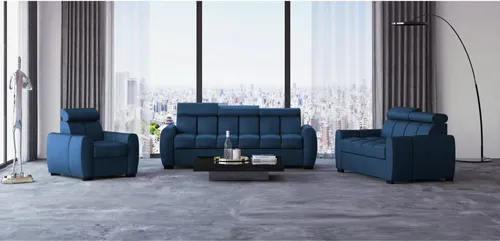 Dunkelblau Polstergarnitur 3+2+1 Gomez mit Schlaffunktion