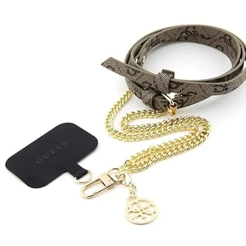CG MOBILE Guess Abnehmbarer Crossbody-Gurt mit Gold-Anhänger - Armschmuck in Bijouterie, gefertigt aus langlebigem PU, mit elegantem Goldanhänger und universeller Passform für nahezu alle Smartphones.