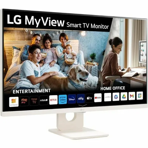LG Smart 32SR50F-W - 32 Zoll Full HD Monitor & TV, kabellose Verbindung für einfaches Streaming von Handy und PC, mit neigbarem IPS-Display und integrierten Lautsprechern für besten Filmgenuss.