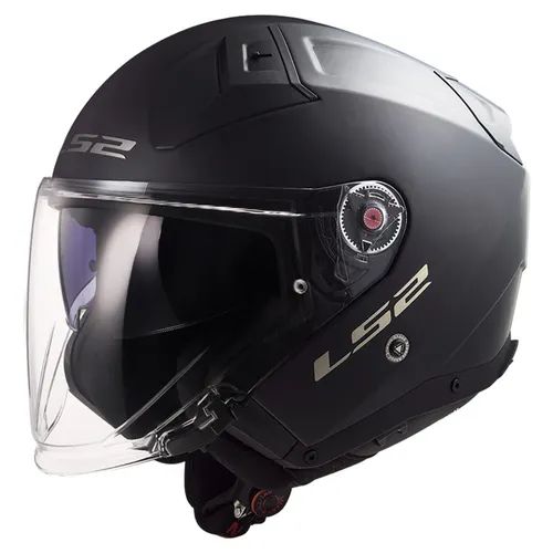 LS2 OF603 Infinity II Solid Jethelm, schwarz, Größe S - Motorradhelm mit langer, ovaler Schale aus HPFC, verstärktem Kinnriemen und Multi-Density EPS für optimalen Schutz und Komfort.