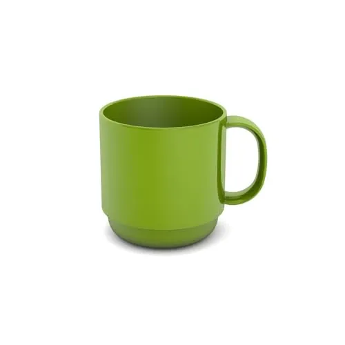 Ornamin Henkelbecher M508 Klassik Plus – 250ml Mehrwegbecher aus Kunststoff – Stapelbar, Bruchstabil – BPA-frei – Ideal für KITA, Kantine, Pflege & Camping – Made in Germany (Grün)