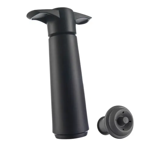 Vacu Vin 0981460 Weinpumpe mit 2 Stopfen, schwarz