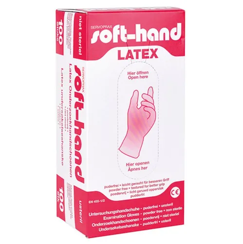 DocMed Latexhandschuhe Soft-Hand Latex - puderfrei (Soft-Hand Protect, 100-St., Flexibel, Robuste Struktur) Puderfrei, Hautfreundlich