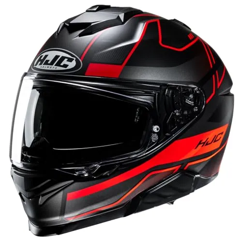 HJC i71 Iorix Helm, schwarz-rot, Größe S für Männer - Motorradhelm mit fortschrittlicher Polycarbonat Schale und integrierter Sonnenblende für optimalen Schutz und Komfort auf jeder Fahrt.