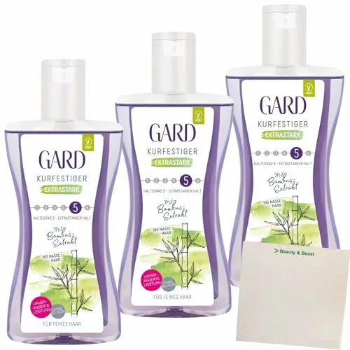 Gard Haar Kurfestiger Extra Stark mit Bambus Extrakt 3er Pack (3x220ml Flasche) + usy Block