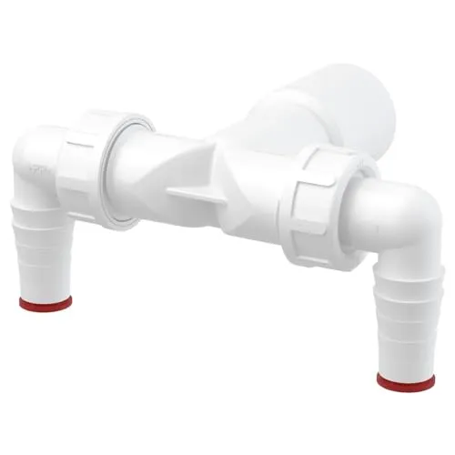 Doppelter 17-23 mm Geschirrspüler-Winkeleinlass auf 32 mm/40 mm Ablauf-Ablauf-Anschluss