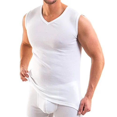 HERMKO 16050 2er Pack Herren Business Unterhemd mit V-Ausschnitt, Größe:D 5 = EU M, Farbe:weiß