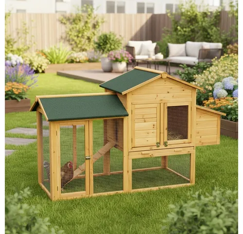 Feel2Home Hühnerstall Hühnerstall Freilaufgehege Geflügelvoliere Kleintierhaus Hasenkäfig, 168x103x75 cm