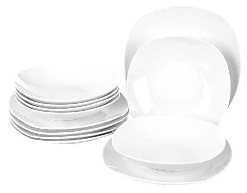 Home4You Tafelservice Weiß (12-tlg) für 6 Personen - Elegantes Porzellan-Tafelservice, mikrowellen- und spülmaschinengeeignet, perfekt für stilvolle Dinnerpartys oder den täglichen Gebrauch.