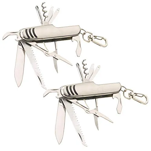 PEARL Multitaschenmesser: 2er-Set 11in1-Multifunktions-Taschenmesser aus Edelstahl (stainless Rescue Knife, Messer, Rucksack)