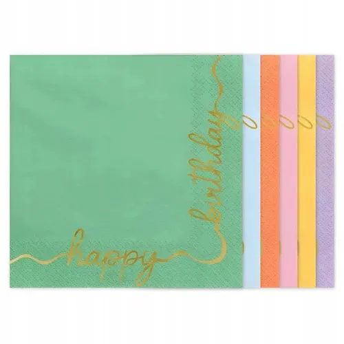 Serwetki Happy Birthday 33x33cm PartyDeco 5904555047365