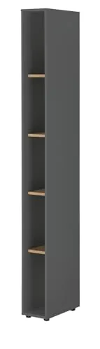 Furn.Design Aktenregal Center - Elegantes Standregal in matt grau mit Wotan Eiche - Aktenregal Center, 5 Fächer für optimale Ordnung im Homeoffice. Strapazierfähig und pflegeleicht dank Melaminbeschichtung. Ideal für jedes Büro!