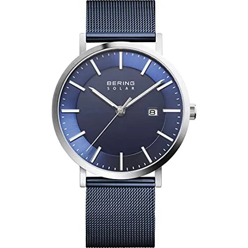 BERING Herren Uhr Solar 15439-307 mit Milanaise-Armband - Armbanduhren für Herren - Umweltfreundliche Solar-Technologie mit bis zu 12 Monaten Laufzeit, kratzfestes Saphirglas und stilvolles Design in Silber.