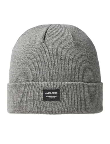 JACK & JONES Herren Jjdna Beanie Noos Strickm tze, Grau (Grey Melange Grey Melange), Einheitsgröße