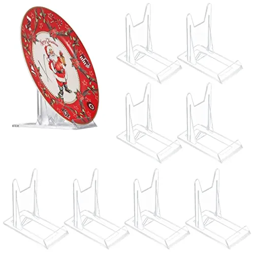 Fulushouxi 8 Stk Tellerständer aus Acryl - Praktische und verstellbare Tellerständer aus hochwertigem PS-Kunststoff, ideal für die Präsentation von Fotos, Kunstwerken und Sammlerstücken in verschiedenen Umgebungen.