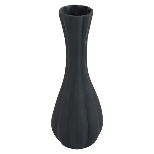 Vase Schwarz Glasvase Rillen Blumenvase Dekoration Ø6cm H18cm