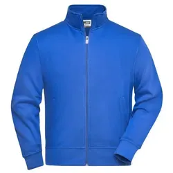 Sweatjacke mit Stehkragen JN836, königs-blau, Größe M - Funktionsjacken - Strapazierfähige Sweatjacke aus pflegeleichter Baumwoll/Polyester-Mischung mit Reißverschluss, 2 Seitentaschen und elastischen Rippstrickbündchen für optimalen Tragekomfort.