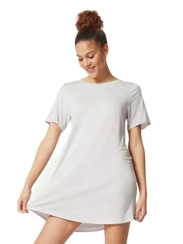 Skiny Sleepshirt Night In Mix & Match - Nachthemd für Damen im dezenten Ringel-Look, aus umweltfreundlicher Viskose und Bambus gefertigt, bietet höchsten Tragekomfort und stylisches Design.