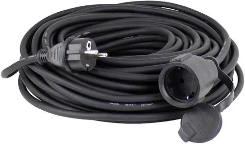 as - Schwabe Gummi-Verlängerungsleitung 20 m - Verlängerungskabel mit Schutzkontaktstecker und -kupplung, IP44 wetterfest und ideal für Baustellen und Outdoor-Einsatz – Made in Germany für höchste Sicherheit.