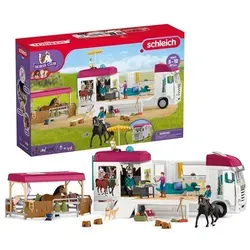 Horse Club Pferdetransporter - Schleich Spielset mit Platz für 4 Pferde, inklusive Zubehör für Turniertraining und Familiengrillabend
