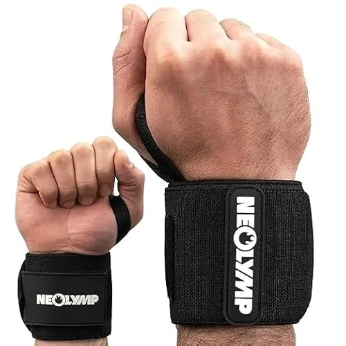 NEOLYMP 2er Set Handgelenk Bandagen für Kraftsport - Unisex Wrist Wrap als Gym Zubehör, Handgelenkbandage für Fitness, Handgelenkbandage, Handgelenkstütze, Powerarmbänder (Hand Bandage schwarz)