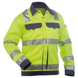 Dusseldorf Warnschutz Arbeitsjacke 4XL - NEONGELB/DUNKELBLAU - Arbeits- & Schutzkleidung mit verstellbaren Ärmeln, zahlreichen Taschen und 50 mm Reflexstreifen für optimale Sichtbarkeit und Funktionalität, geprüft nach OEKO-TEX® Standard 100.