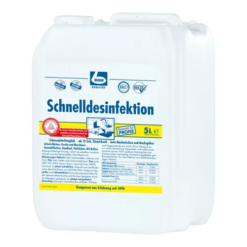 Dr. Becher 1456000 Schnelldesinfektion Sprühflasche 5 L - Wundbehandlungsmittel, desinfiziert schnell und effektiv Arbeitsflächen, Maschinen und Gegenstände - ideal zwischen den Arbeitsschritten, ohne Rückstände und Abspülen.
