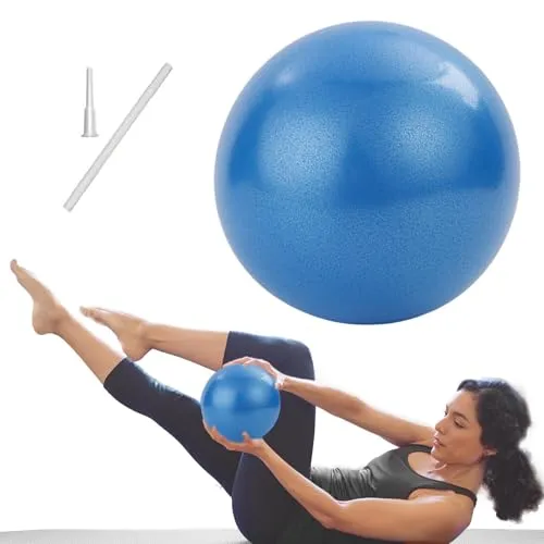 Pilates Ball, 22cm Pilates Ball mit Aufblasbarem Strohhalm, Gymnastikball Klein, Gymnastikbälle Kinder, Overball Fitnessball Yogaball Fitball Büro Ergonomisch, für Core Strengthening/ Hause/Fitness