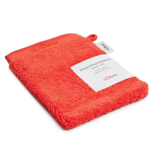 s.Oliver Waschlappen 16x21 cm - 100% Baumwolle, 600 g/m², weich & angenehm, Waschhandschuh rot