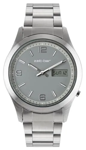 Zeit-Bar Funk-Armbanduhr Herren - Präzise Funkgesteuerte Armbanduhr mit Datums- und Wochentaganzeige, wasserdicht bis 5 bar und hochwertigem Metallgehäuse – ideal für den modernen Herren.
