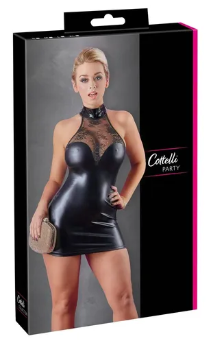 Cottelli PARTY Sexy Schwarzes Mattes Kleid mit Spitze S - Verführerisches, kurzes Kleid in Schwarz mit eleganten Spitzeneinsätzen. Ideal für besondere Anlässe und garantiert ein Hingucker!