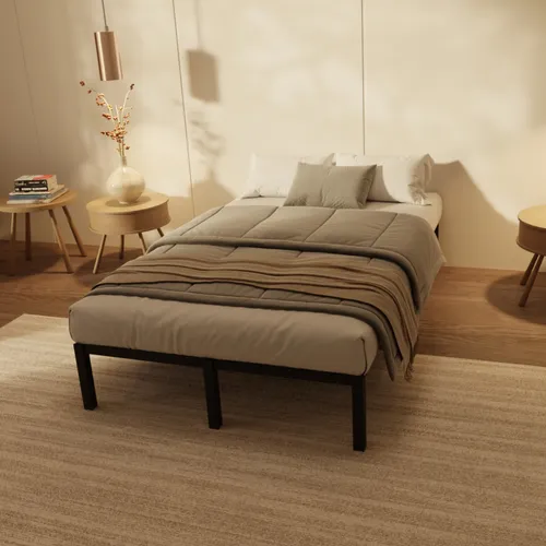 HAGO® Bettgestell 120x200cm Einzelbett Gäste Schwarz Lattenrost Jugendbett Metal