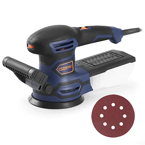 Exzenterschleifer, MAXPRO 450W Schleifmaschine 13000 r/min 125 mm, 6 Geschwindigkeiten, 3m Kabel, Orbital Sander, Schleifer für Holz,Metall, mit Staubsammelung System