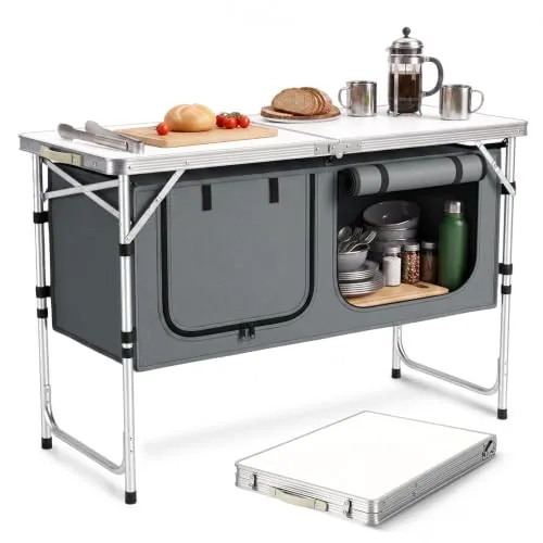 Sekey Campingschrank Faltbar Campingküche, Höhenverstellbar 54/62/70 cm