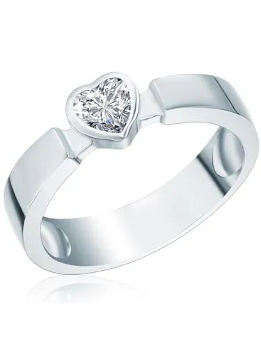 Rafaela Donata Silberring Damen-Ring aus 925 Sterling Silber - Eleganter Bandring aus 925 Sterling Silber mit funkelnden Zirkonia in Herz-Optik, ideal für besondere Anlässe oder als Geschenk.
