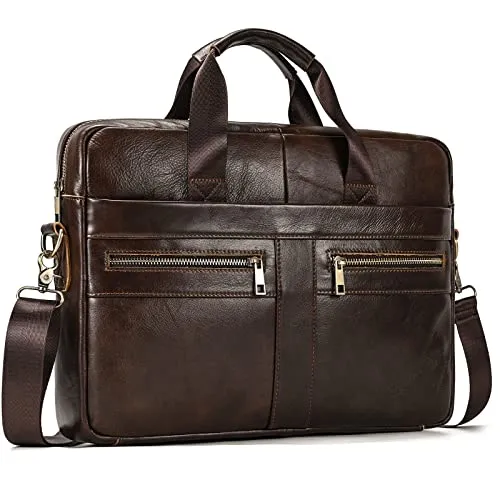newsbirds 15.6 Zoll Herren Laptoptasche Leder Aktentasche Umhängetasche Handtasche für Business Notebook Büro, 3316 Braun
