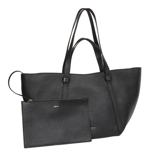 Abro Schultertasche Shopper Cosmo (Set, 2-tlg) aus echtem Leder schwarz - Elegante 2-tlg. Schultertasche aus hochwertigem Leder, ideal für den Alltag. Mit praktischem Zipper und zwei Tragegriffen bietet sie Stil und Funktionalität in einem.