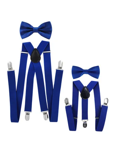 axy Hosenträger Papa und Sohn Set mit Fliege in blau von axy