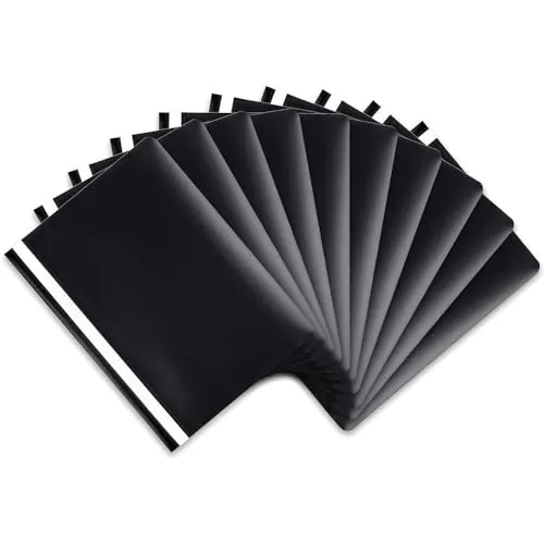 itenga 10er Pack Schnellhefter A4 Plastik stabil PP Kunststoff Sicht Hefter Mappe genarbt (schwarz)