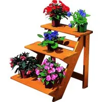 promadino Pflanzentreppe Blumentreppe klein - Blumentreppe aus robustem Holz, frost- und witterungsbeständig, ideal für den Innen- und Außenbereich, Maße: 50x60x56 cm.