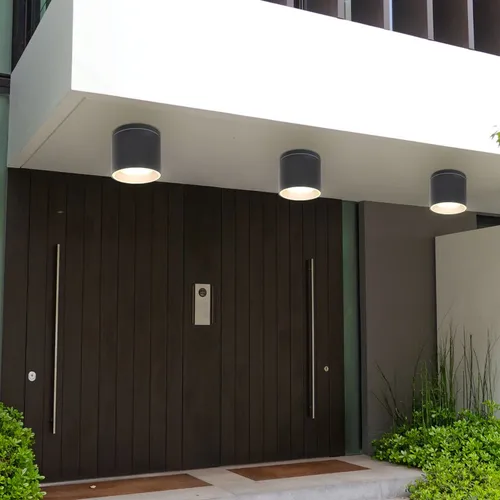 Deckenleuchte Außen Deckenlampe Balkonleuchte Glas Alu wetterfest LED D 10,8 cm