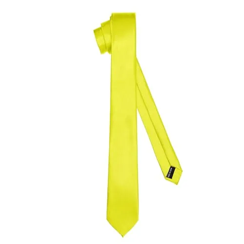 Ladeheid Klassische Herren Krawatte, glänzend, Perfekt für Büro & Festlichkeiten, Vielfältige Farben - Ideal für Geschäftsmeetings, Hochzeiten TMS-6 (150cm x 6cm, Gelb)