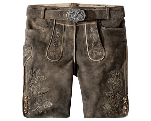 Stockerpoint Herren Bastian Trachtenlederhose, Kiesel gespeckt, 54 - Trachtenlederhose aus hochwertigem Ziegenvelour, inkl. echtem Leder Gürtel, perfekt für festliche Anlässe und traditionelle Feste.
