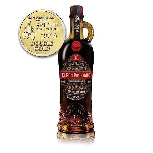 El Ron Prohibido Gran Reserva 15 Rum 0,7 Liter - Premium-Rum, 15 Jahre gereift im Solera-Verfahren, mit unverwechselbarem Geschmack aus dem 18. Jahrhundert, ideal für Kenner und Genießer.