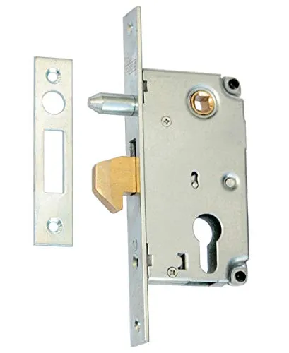 Hakenschloss Einsteckschloss Schiebetürschloss Türschloss Schiebetore mit Gegenplatte (1, 72/40 mit Dorn)