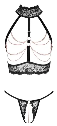 Abierta Fina Dessous-Set, Schwarz, M