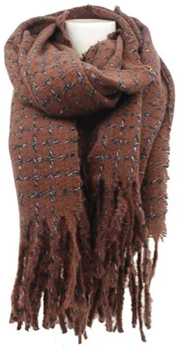 Damen Schal ca.65x180cm Karomuster weiches Kaschmir-Gefühl Winter Herbst braun